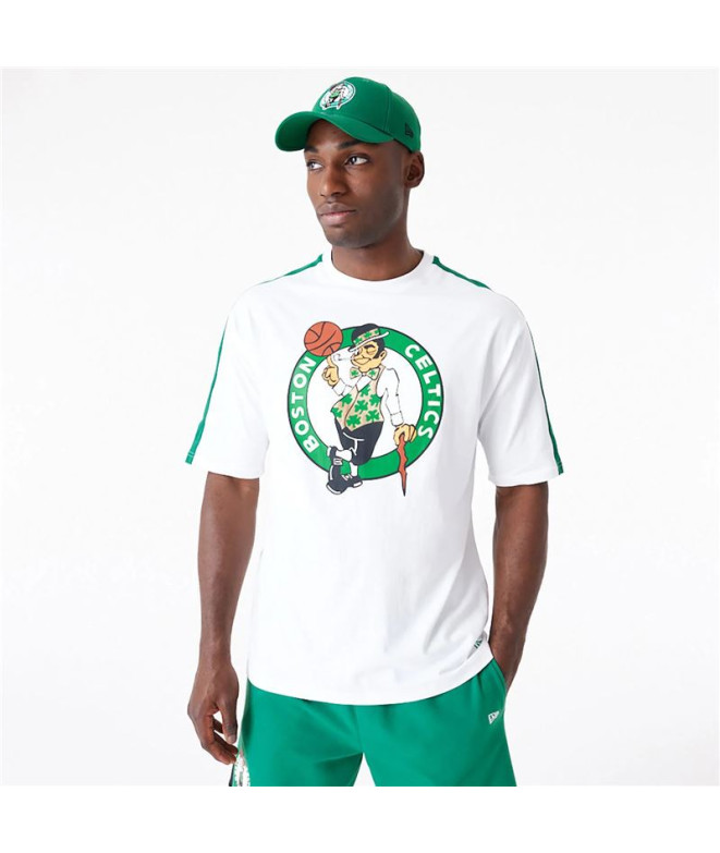 Camiseta New Era Bloco de cor branco Oversized Boston Celtics NBA