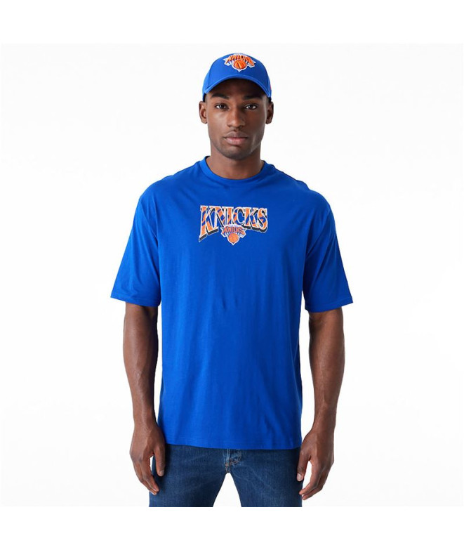 Camiseta New Era Camisola de tamanho grande New York Knicks NBA Championship Azul homem