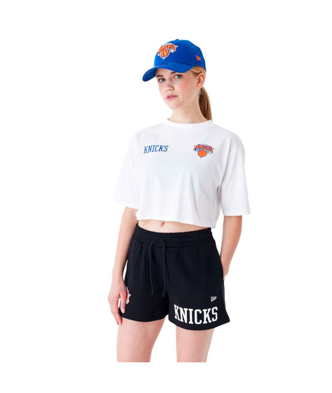 Camiseta New Era Logótipo da equipa da NBA New York Knicks Branco Mulher