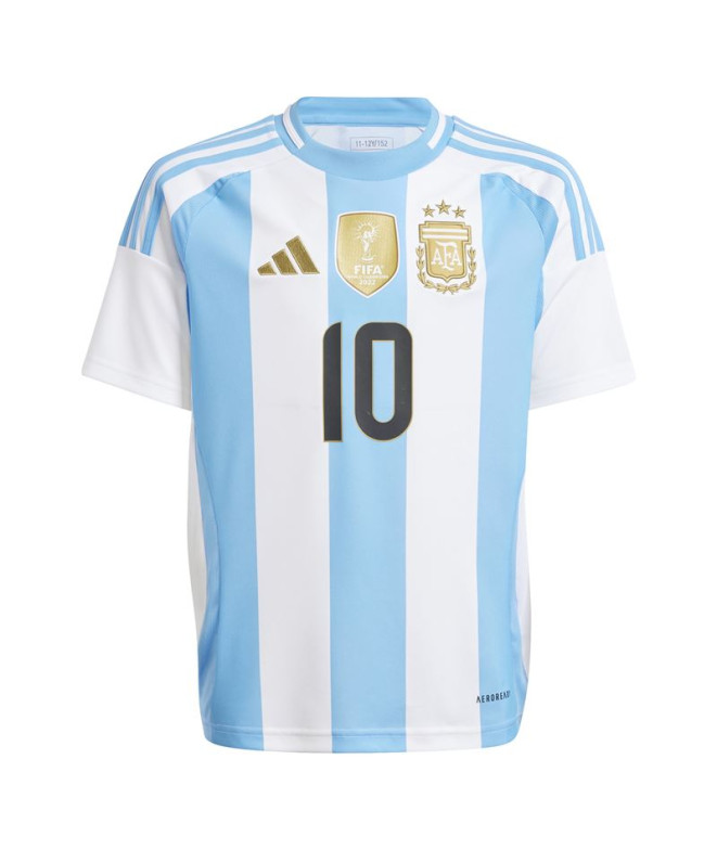 Camiseta Futebol adidas Infantil de Argentina 2024 Home Messi Branco