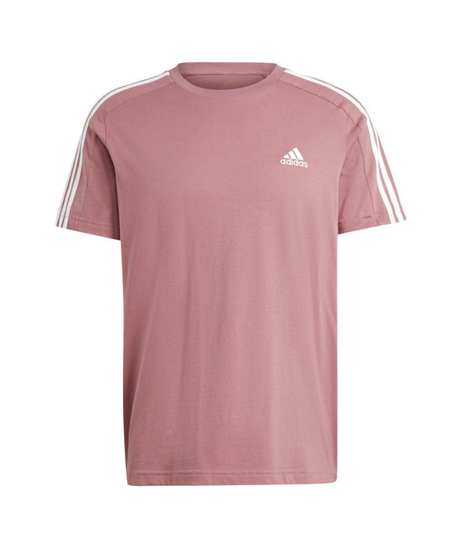 Camiseta adidas Homem Camisola simples Essentials com 3 riscas cor-de-rosa