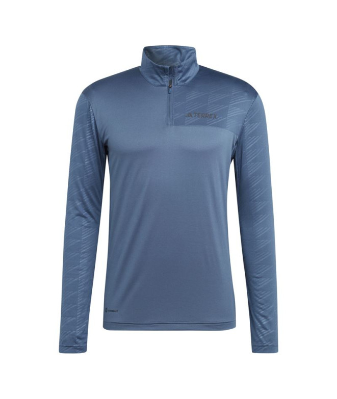 Camiseta adidas de Senderismo Multi Half Zip Ls Hombre Azul