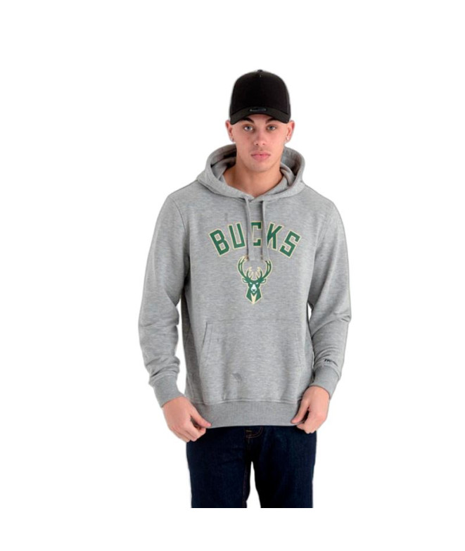 Moletom New Era Nba Regular Milwaukee Bucks Cinzento Homem