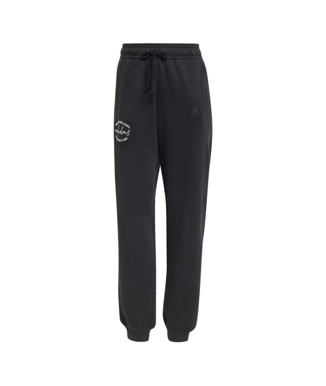 Pantalons adidas Femme Signature Graphic Print Fleece Loose Black