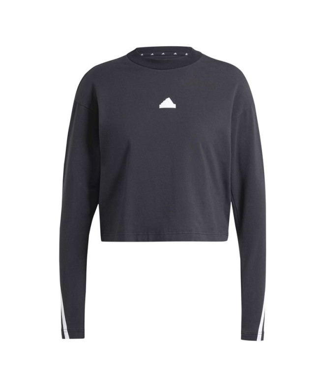 Camiseta adidas Future Icons 3 Bandas Long Sleeve Mujer Negro