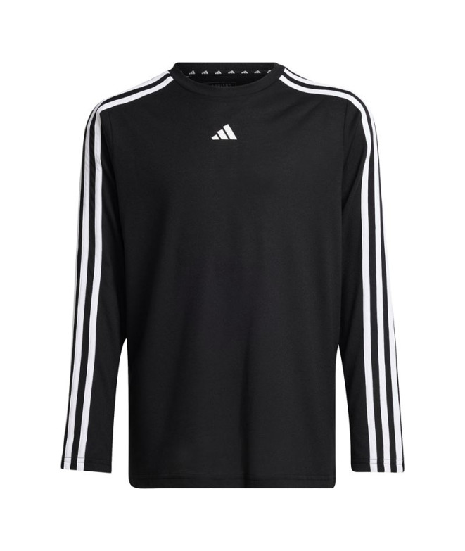 Camisa adidas Train Essentials Logo Regular Fit Longsleeve Infantil Negro/Blanco