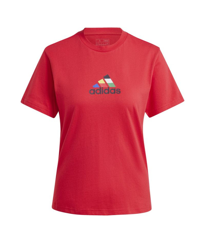 T-shirt adidas Femme House Of Tiro Nations Graphic Rouge