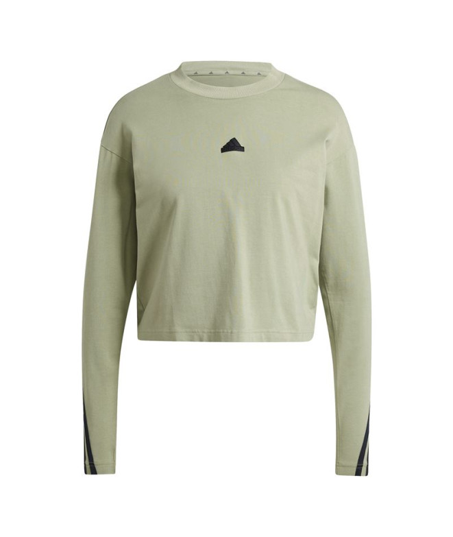 T-shirt adidas Femme Future Icons 3 Band Long Sleeve Green