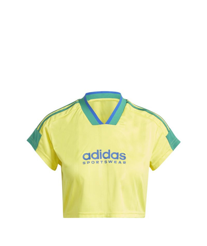 Camiseta adidas Mulher Tiro Cut 3 Band Cropped Amarelo