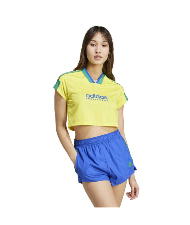 Camiseta adidas Mulher Tiro Cut 3 Band Cropped...