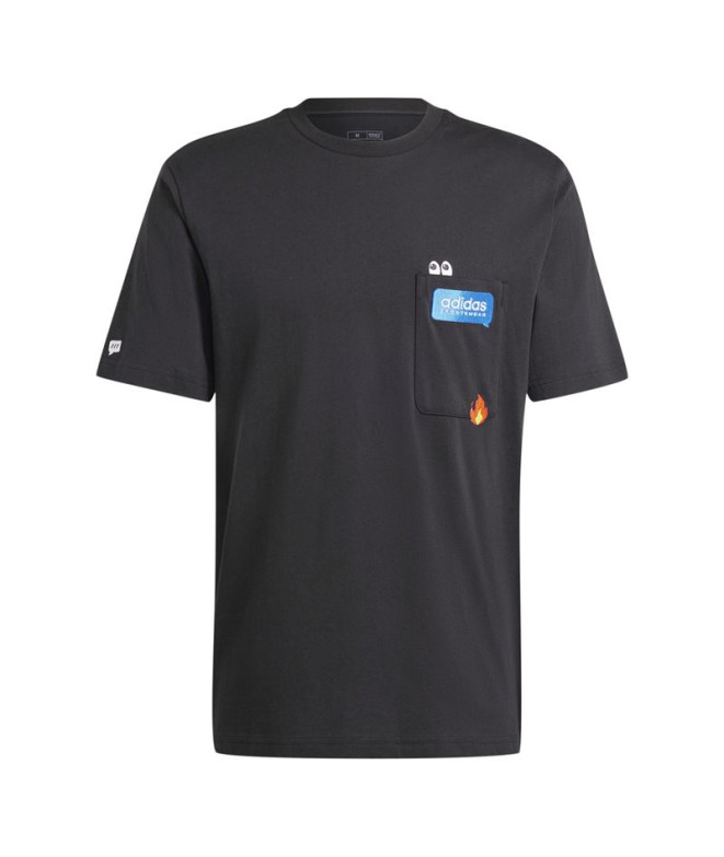 Camiseta adidas Homem Remoji Pocket Graphic Preto