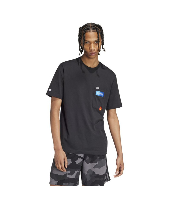 Camiseta adidas Homem Remoji Pocket Graphic Preto