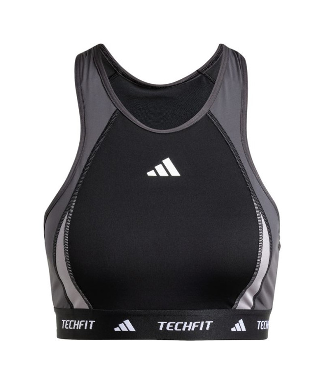Sujetador Deportivo adidas Techfit Medium Support High Neck Mujer Negro