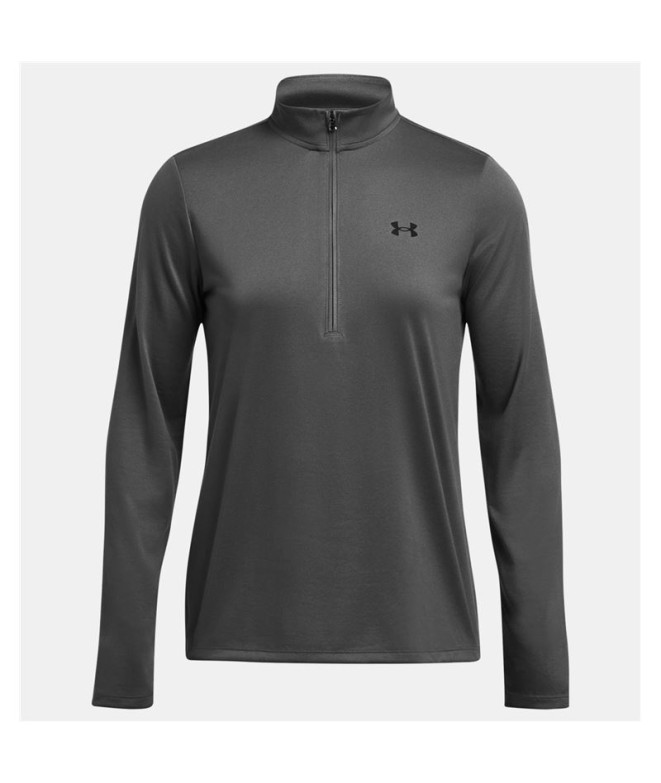 Camiseta de Fitness Under Armour Tech 1/2 Zip- Solid Mujer Gris