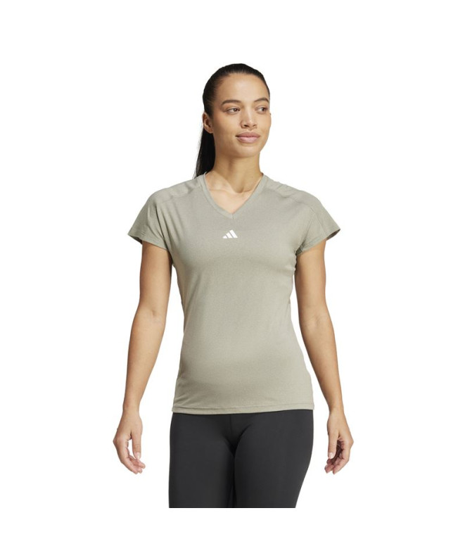 Camiseta adidas Aeroready Train Essentials Minimal Branding V-Neck Mujer Gris