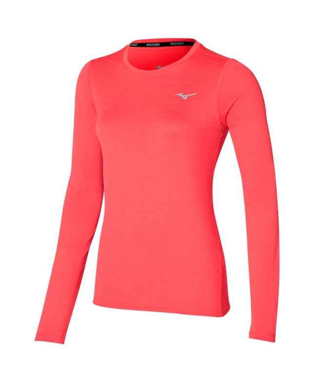 Camiseta Fitness Mizuno Mulher De Impulse Core Ls Vermelho