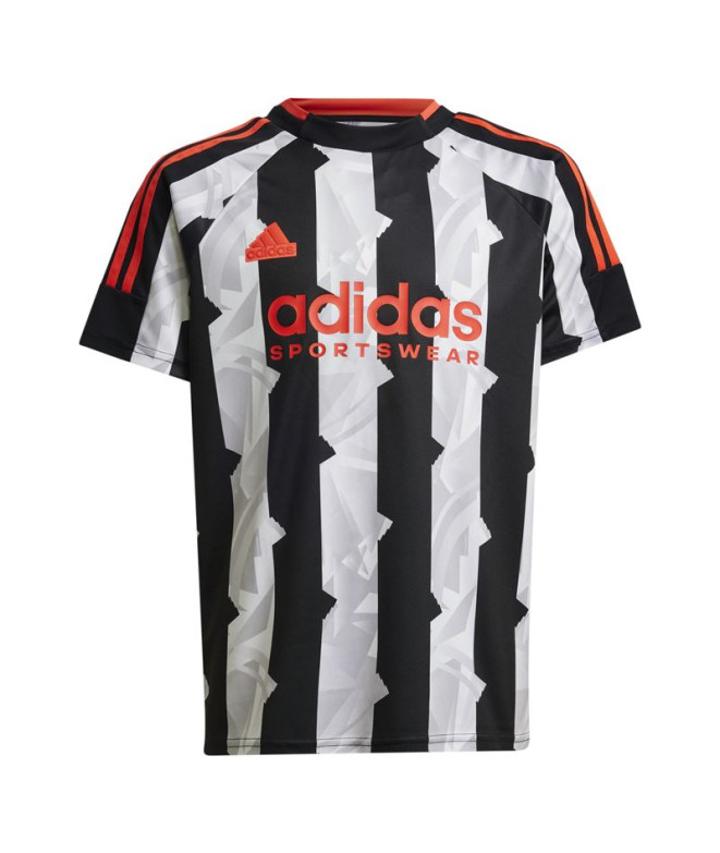 Camiseta adidas Tiro Infantil Negro/Blanco