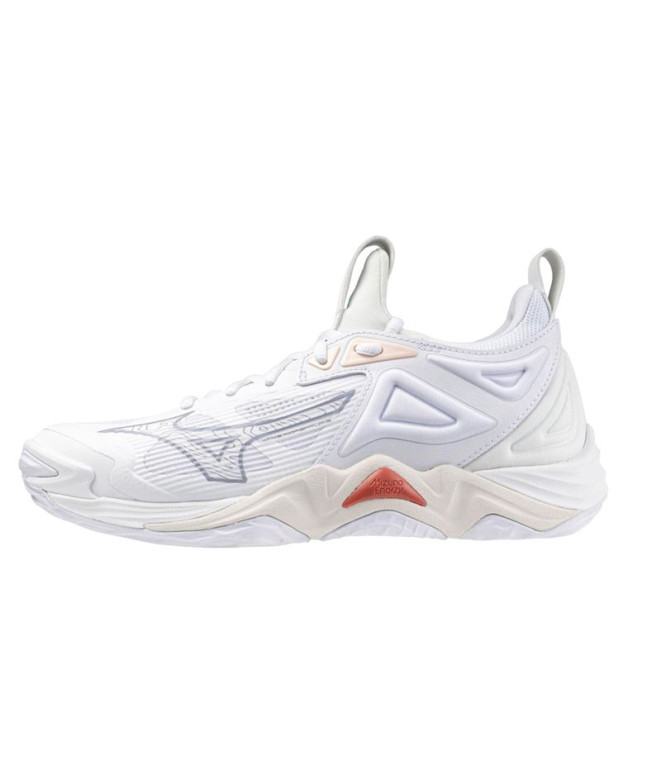 Chaussures Volley-ball Mizuno Femme de Wave Momentum 3 Blanc