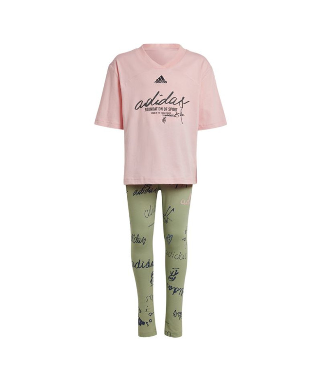 Conjunto adidas Brand Love Little Summer Set Infantil Rosa