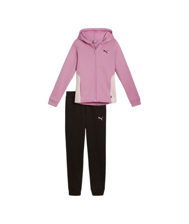 Fato de treino Menina Fato de treino com capuz Puma Fleece Cl Rosa/Preto