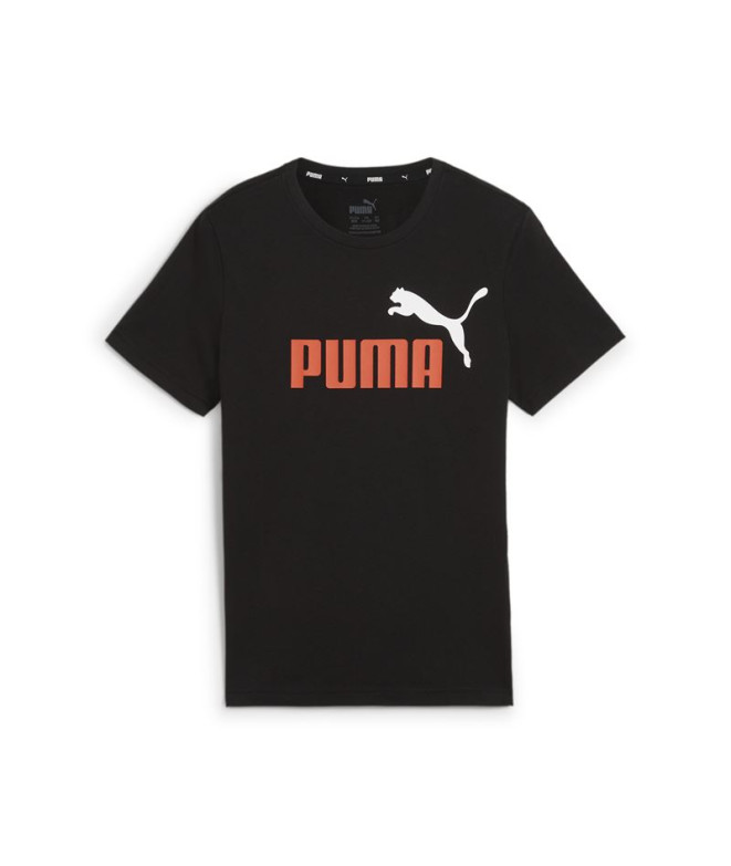 Camiseta Puma Essentials+ 2 Col Logo Niño Negro