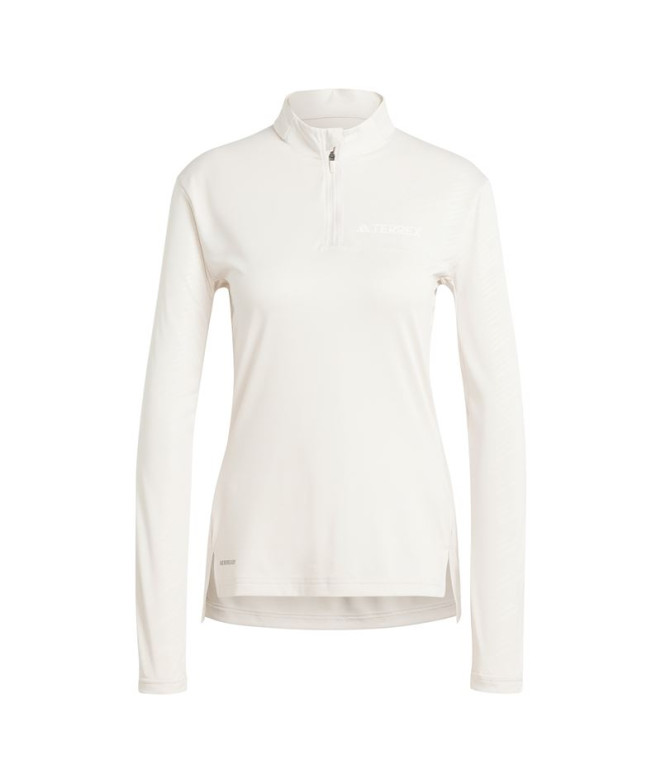 Camiseta de Montaña adidas Terrex Multi Half Zip Longsleeve Mujer Marrón Claro
