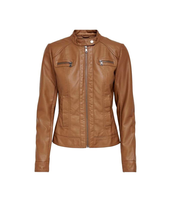 Chaqueta Only Onlbandit Faux Leather Biker Cognac Mujer