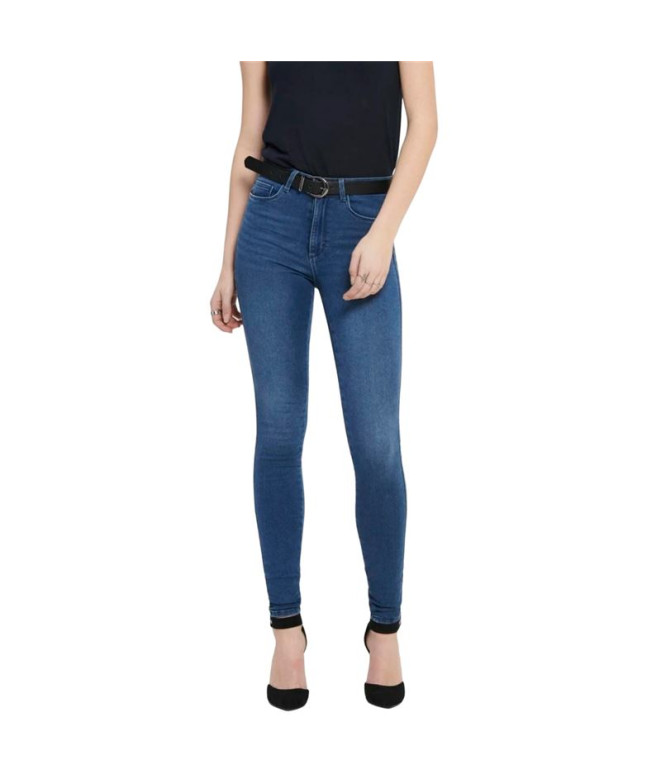 Calça Only royal Life High W. Skinny Pim504 Ganga azul média Mulher