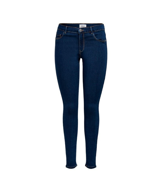 Calça Only Onlrain Reg Skinny Dark Dark Blue Denim Mulher