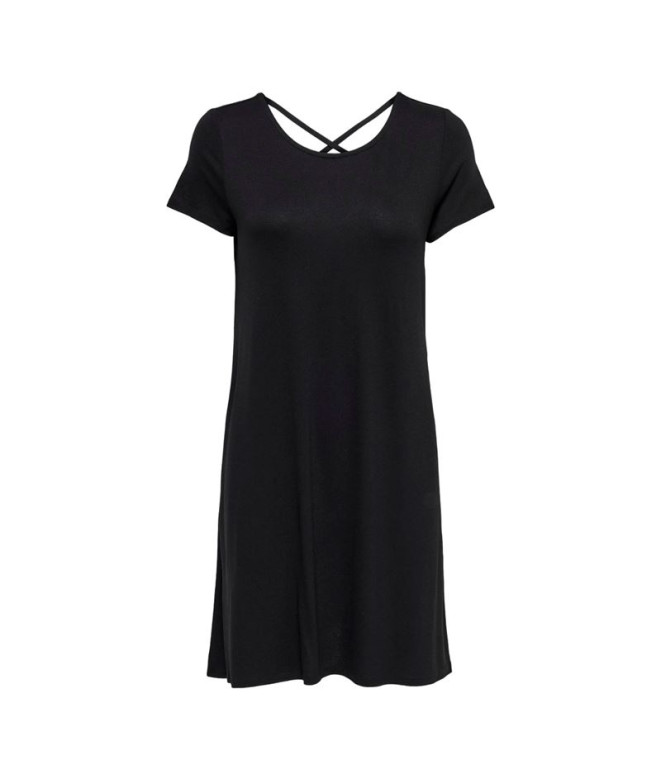 Vestido Only bera Back Lace Up S/S Preto Mulher