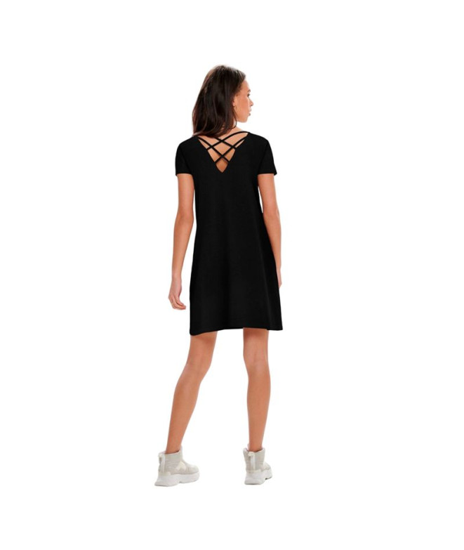 Vestido Only bera Back Lace Up S/S Negro Mujer