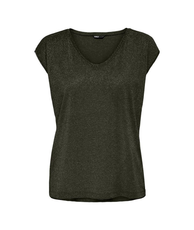 T-shirt Seulement argenté S/S V Lurex Rosin Femme