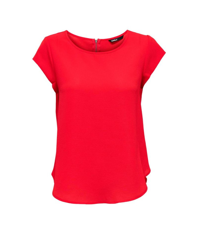 Camiseta Only vic S/S Solid Ptm High Risk Red Mulher