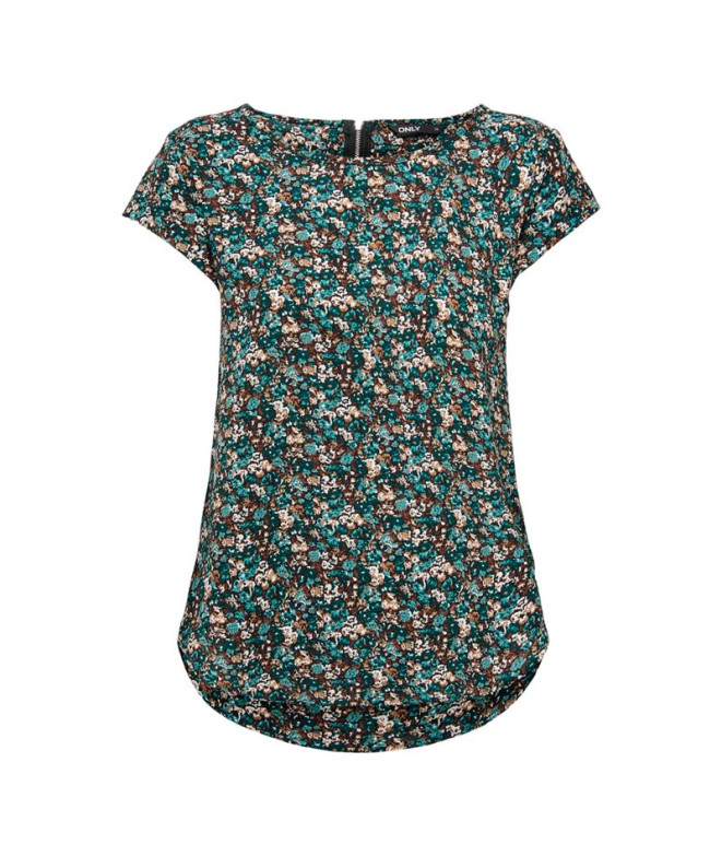 Camiseta Only vic S/S Aop Ptm Balsam Verde Mujer