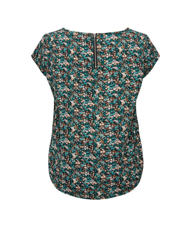 Camiseta Only vic S/S Aop Ptm Balsam Verde Mujer