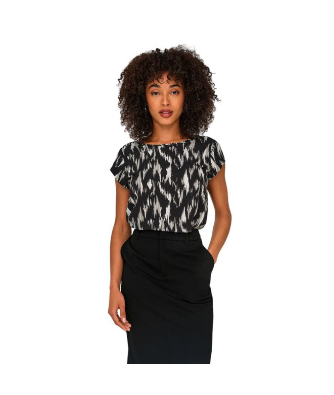 Camiseta Only vic S/S Aop Ptm Negro Mujer