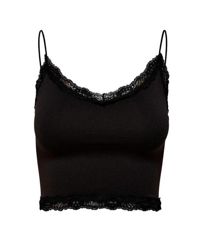 Top Only vicky Lace Cropped sem costuras Preto Mulher