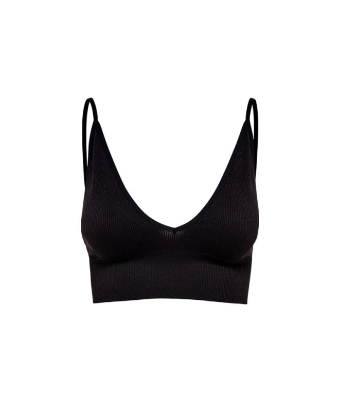 Top Only vicky Rib Seamless V- Negro Mujer
