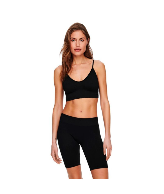 Top Only vicky Rib Seamless V- Preto Mulher