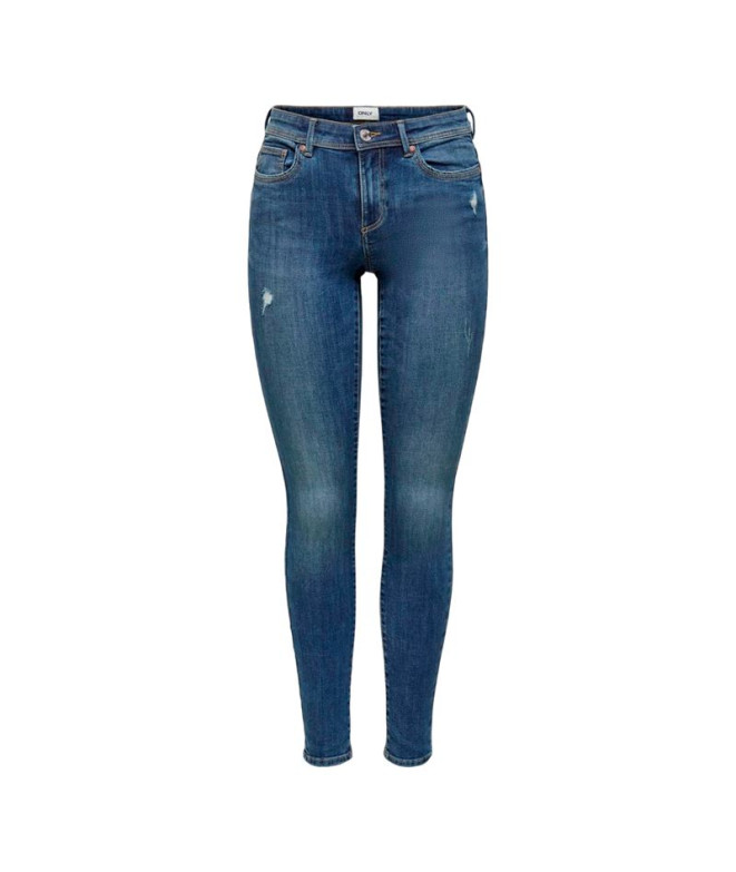 Calça Only wauw Mid Skinny Bj114-3 Ganga azul média Mulher