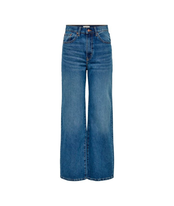 Calça Only hope Ex Wide Add465 Medium Blue Denim Mulher