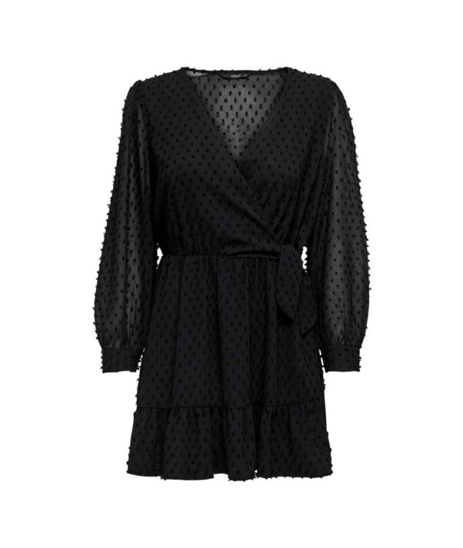 Robe Only tiva Dobby Fake Wrap Noir Femme