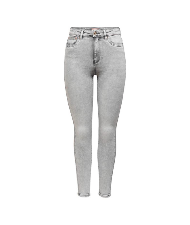 Calça Only mila HwAnk Bj755 Light Grey Denim Mulher