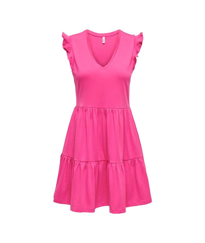 Robe Only Onlmay Sleev Fril Raspberry Rose Femme