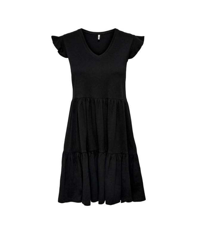 Vestido Only Onlmay Sleev Fril Preto Mulher