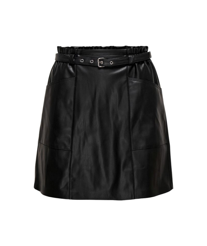 Saia Only Onlheidi Faux Leather Preto Mulher