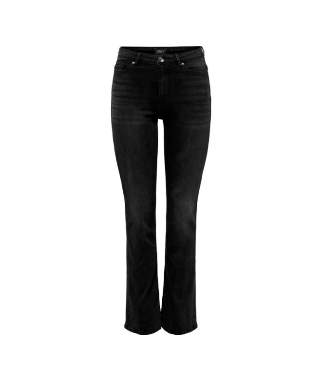 Calça Only Onlwauw Flared Bj1097 Washed Preto Mulher