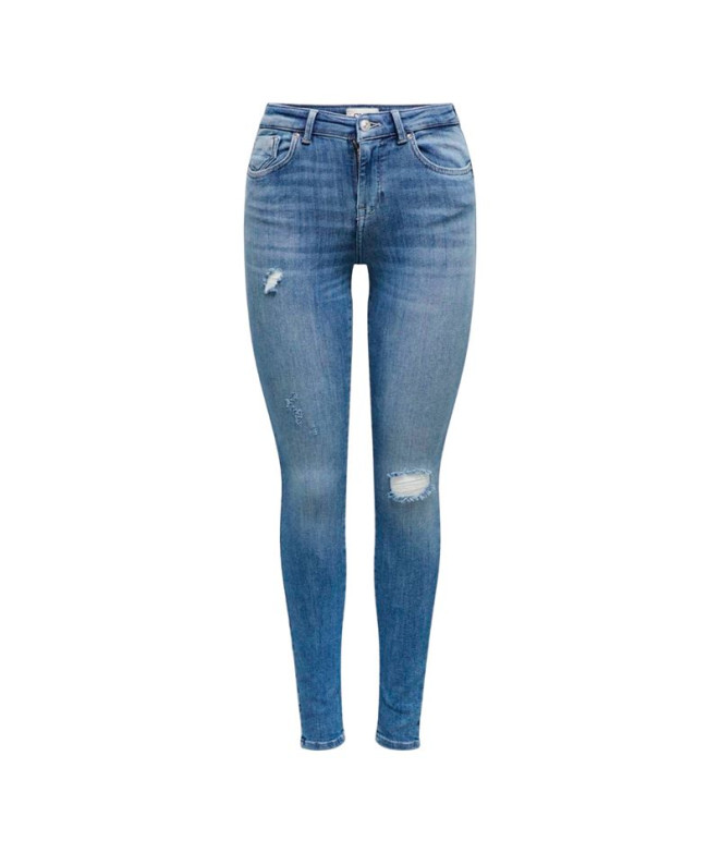 Calça Only power Mid PushDt Rea264 Medium Blue Denim Mulher