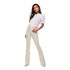 Calça Only blush Mid Flared Dot019 Ecru Mulher