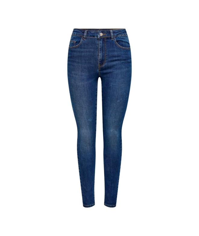 Calça Only ana Mid Skinny Dark Medium Blue Denim Mulher